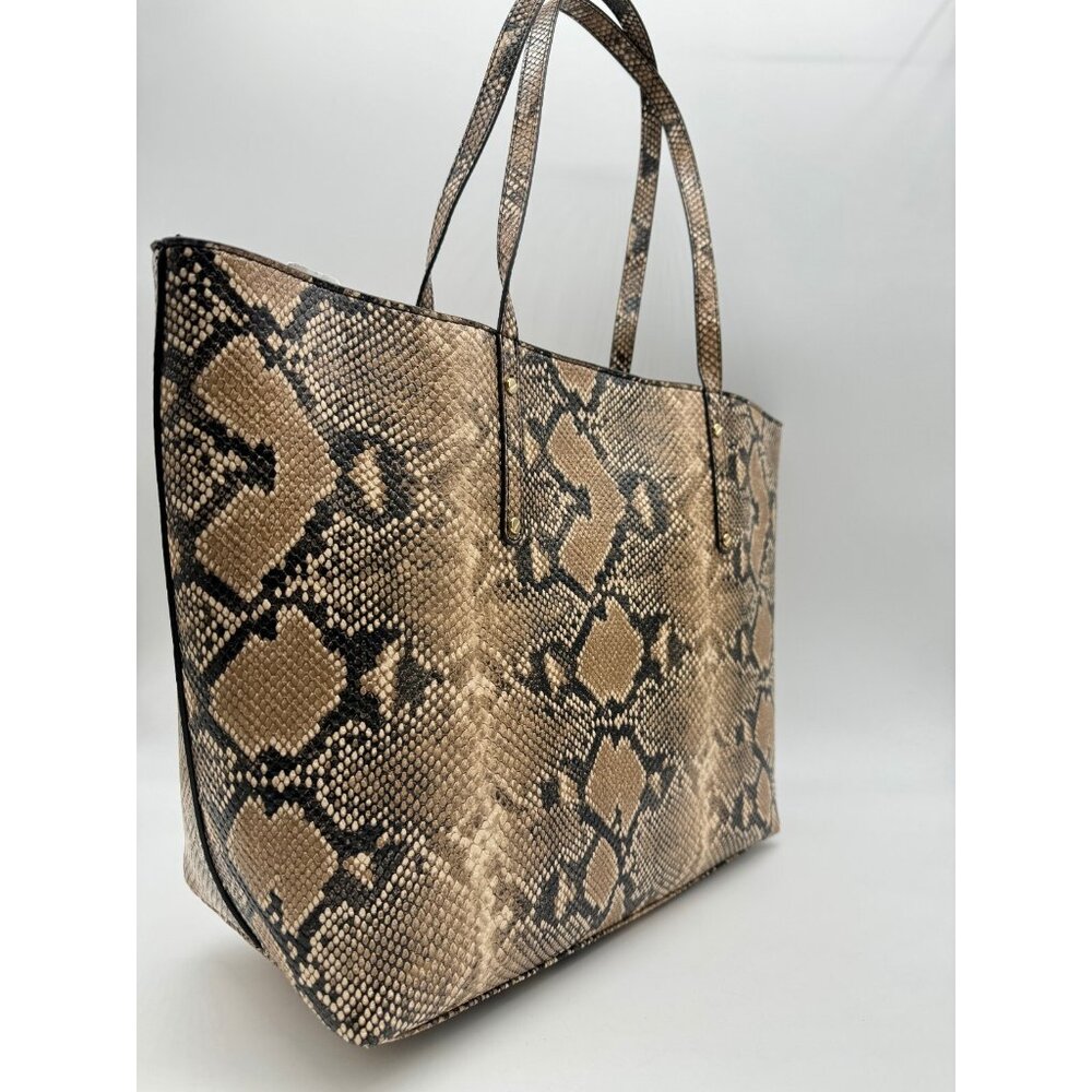 INC Zoiey 2-Piece faux-leather women's XL tote bag + pouch --SNAKE PRINT/BLACK - Picture 14 of 16